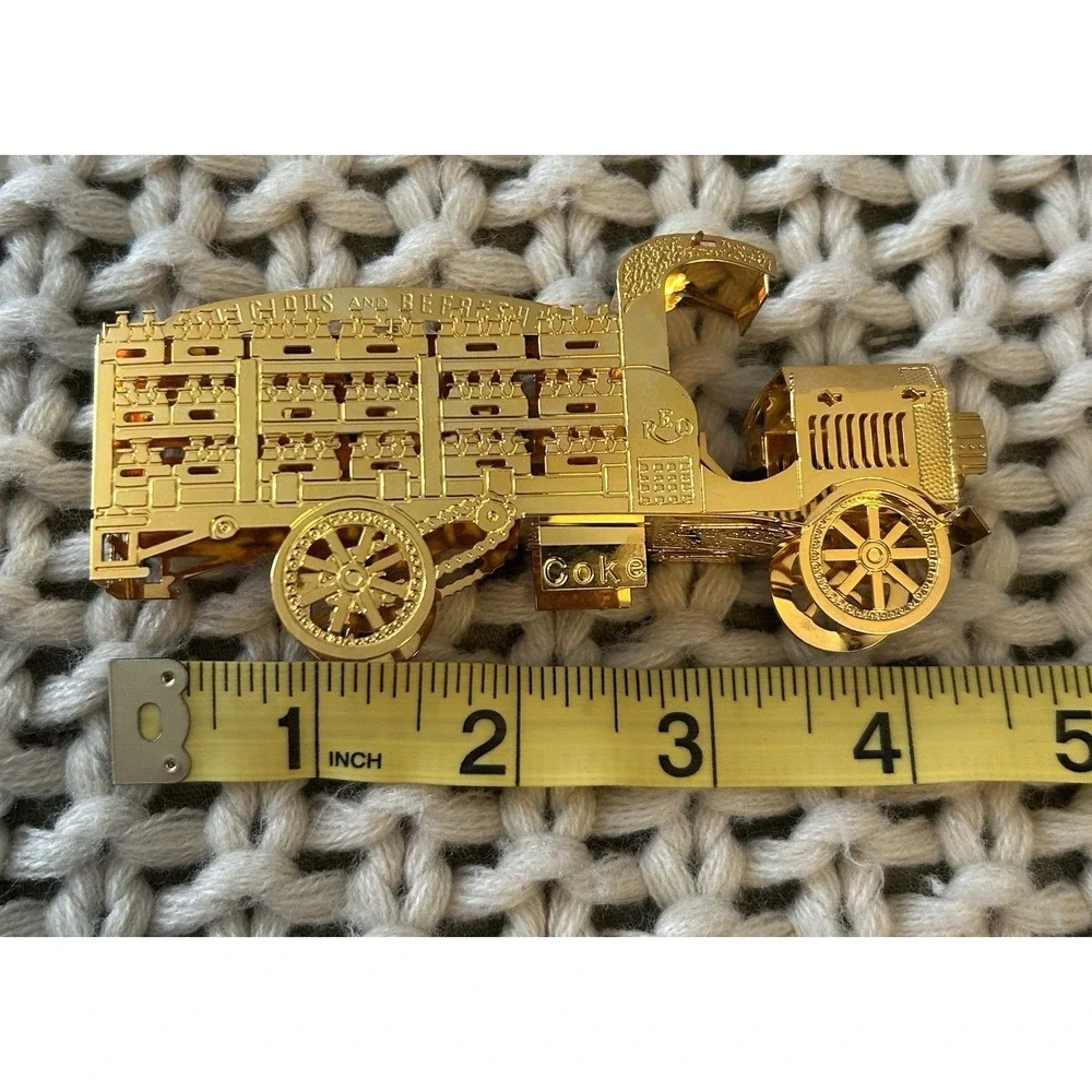 Vintage Coca-Cola Gold Toned 4.5" REO Old Delivery Truck Collectable Figurine - Picture 5 of 5